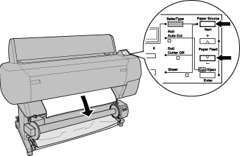 Loading into the Auto Take-up Reel Unit (Epson SC-F6400 Series CMP0403-00)  